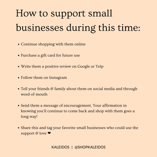 Our Response to COVID-19 + How To Support Small Businesses During This TIme