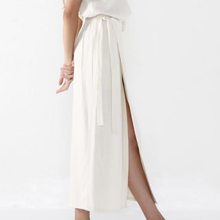 Kaleidos: 7115 by Szeki Raw Silk Ainsley Wrap Skirt in Off-White