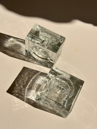 Vintage Glass Candle Holder Set (AS IS)