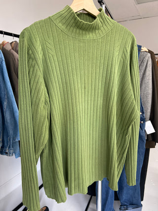 Vintage Lime Wide Ribbed Turtleneck Sweater