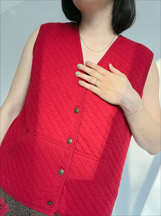Vintage Quilted Red Vest