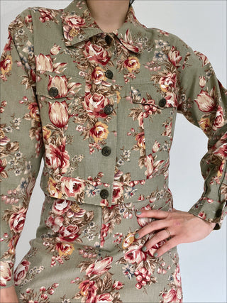Vintage Floral Print 2-Pc Skirt Set