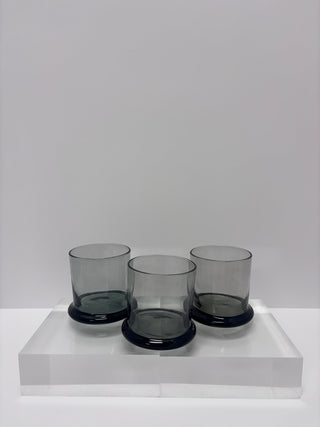 Vintage Smoked Glass Tumbler Set of 3 - AS IS