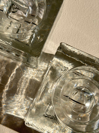 Vintage glass candle holder set 