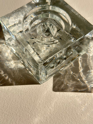 Vintage glass candle holder set 