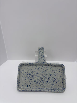 Vintage Blue Speckled Enamelware Handled Tray