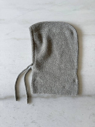 Flat lay of light grey balaclava