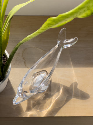 Vintage crystal dolphin dish