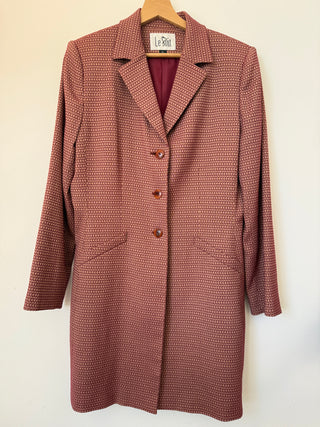 Vintage Raspberry Red Geometric Long Blazer
