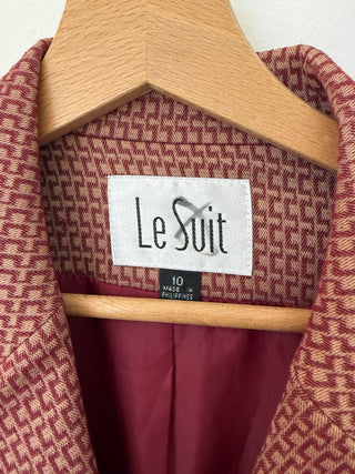 Vintage Raspberry Red Geometric Long Blazer