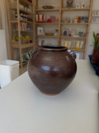 Vintage Rustic Brown Glazed Stoneware Jar