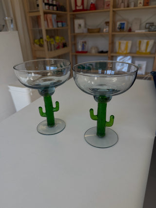Vintage Cactus Margarita Glass Set of 2