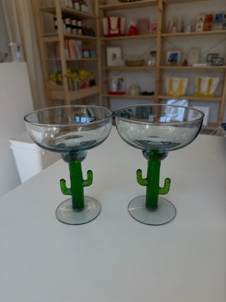 Vintage Cactus Margarita Glass Set of 2