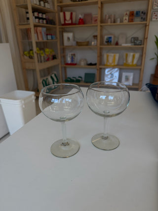 Vintage Glass Wine Goblets (Set of 2)