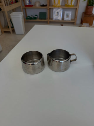 Vintage Stainless Steel Cream & Sugar