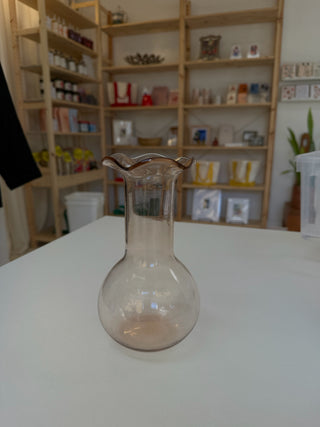 Vintage Apricot Scalloped Glass Vase