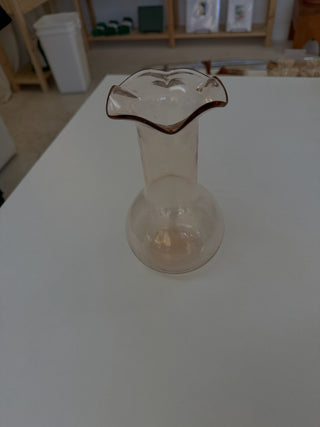 Vintage Apricot Scalloped Glass Vase