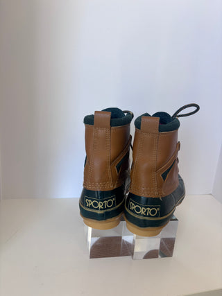 Vintage Tan & Green Duck Boots