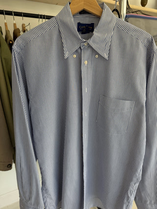 Men's Blue Bengal Striped Cotton Button Down | S-L