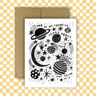 Rani Ban One of My Favorite Things About This Galaxy Greeting Card (Front)
