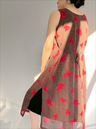 Vintage Rose & Cheetah Print Dress