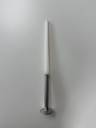 Vintage Japanese Stainless Steel Candlestick Holder with white tapered candle