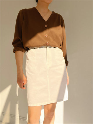 Vintage White Cotton Pencil Skirt