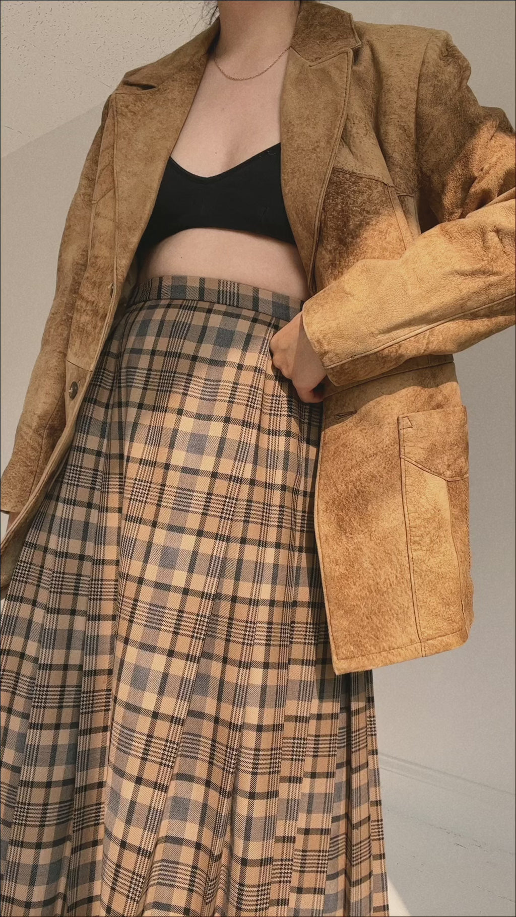 Vintage Pendleton Plaid Pleated Midi Skirt